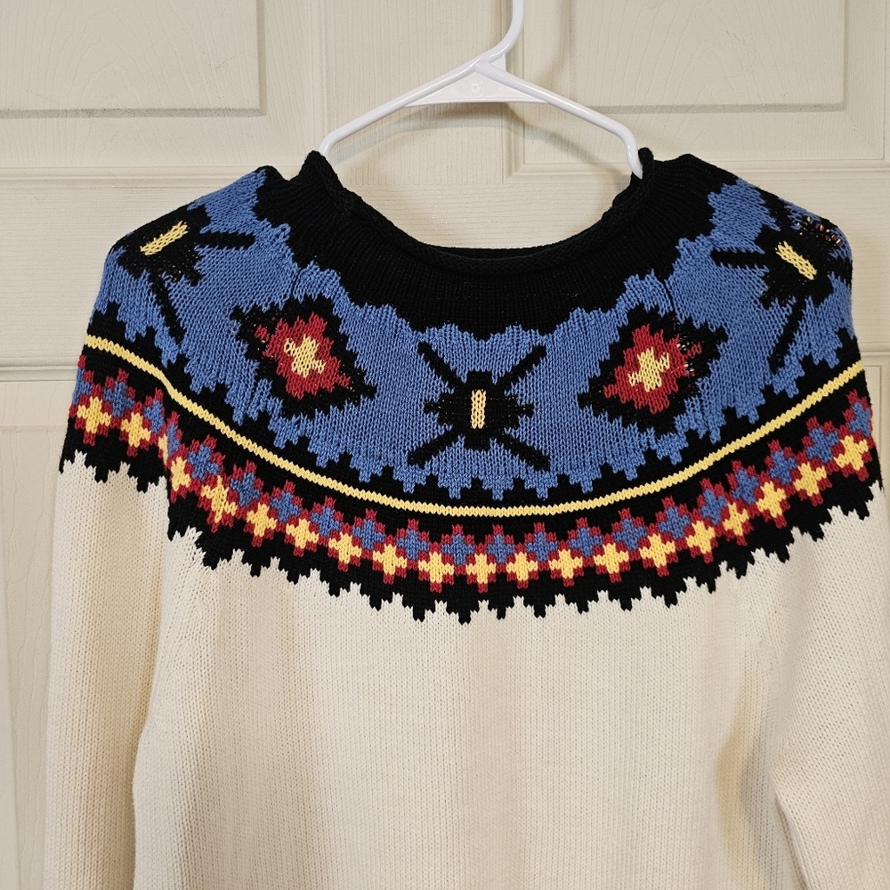 Chaps Ralph Lauren Vintage Fair Isle Western Aztec Knit Pullover Sweater - Picture 7 of 7